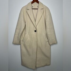 Zara ecru bouclé long line jacket coat